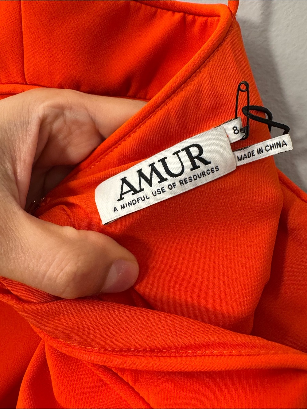 AMUR Bright Orange Spaghetti-Strap Midi Dress (Oliver Cady Mid) - Picture 4 of 8